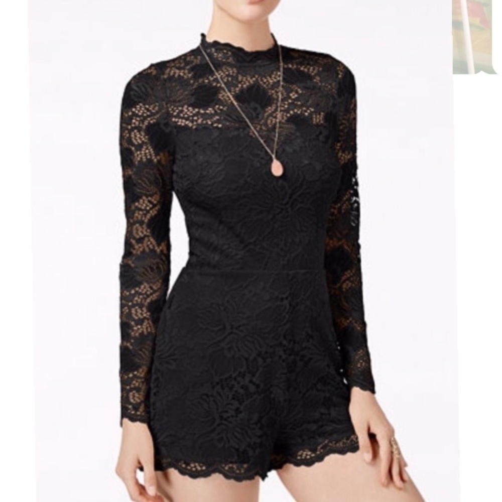 High Neck Lacey long sleeved romper